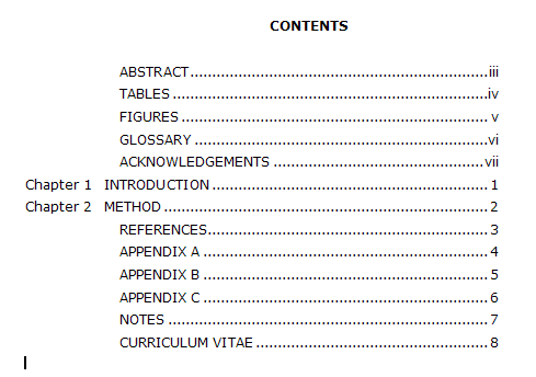 sample Table of Contents created by Easy Bibliography